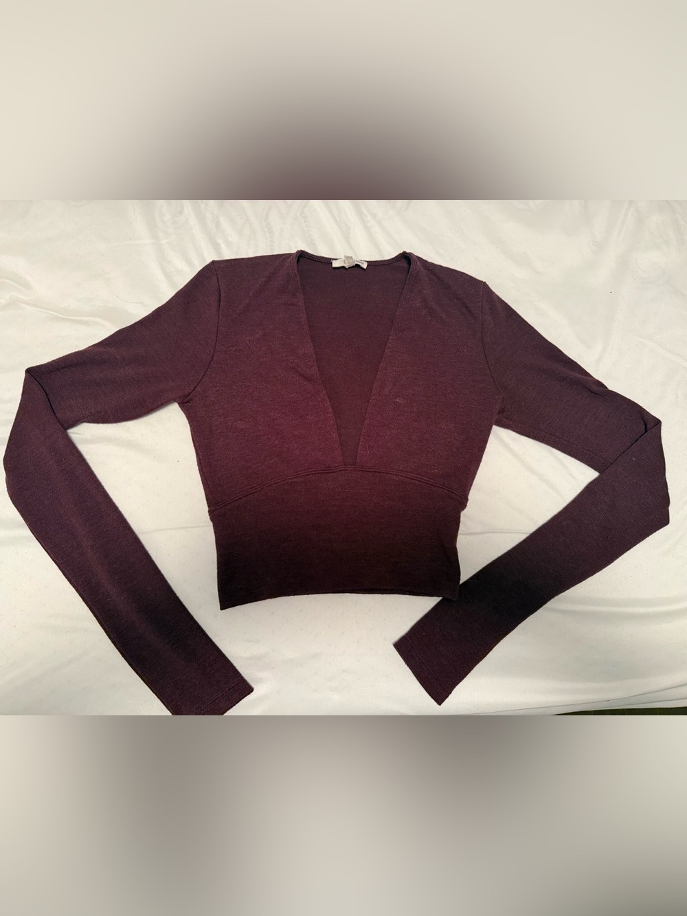 Wilfred Long Sleeve Cropped Top - Plum